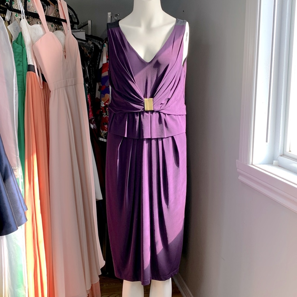 Cocktail Dress Women Stretchy Purple Sz 44 Large New